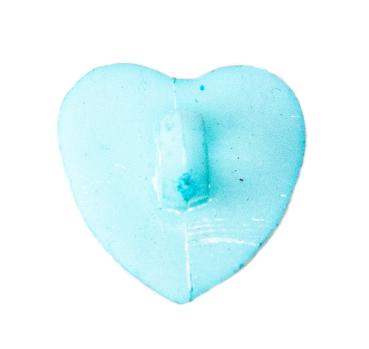 Botón infantil como corazon de plástico en azul claro 14 mm 0.55 inch